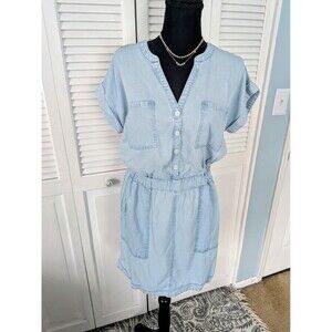 Carve Designs Chambray Dress Women's XS Light Blue Pockets Shirtdress Coastal